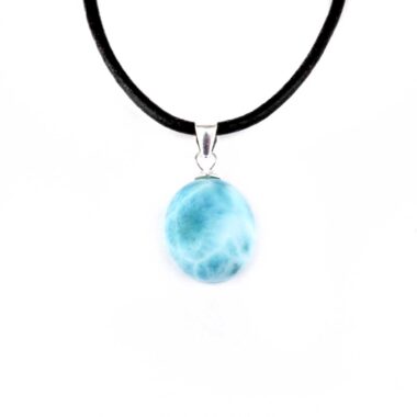 Larimar Cabochon Anhänger Länge 19,5 mm mit 925 Sterling-Silberöse in bester Qualität und Farbe Edelsteine Heilsteine bei Wunderstein24