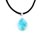 Larimar Cabochon Anhänger Länge 18,5 mm mit 925 Sterling-Silberöse in bester Qualität und Farbe Edelsteine Heilsteine bei Wunderstein24