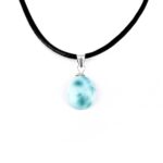 Larimar Cabochon Anhänger Länge 18,5 mm mit 925 Sterling-Silberöse in bester Qualität und Farbe Edelsteine Heilsteine bei Wunderstein24