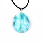 Larimar Cabochon Anhänger Länge 18,5 mm mit 925 Sterling-Silberöse in bester Qualität und Farbe Edelsteine Heilsteine bei Wunderstein24