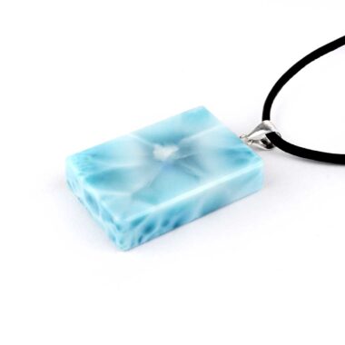 Larimar Cabochon Anhänger Länge 37 mm mit 925 Sterling-Silberöse in bester Qualität und Farbe Edelsteine Heilsteine bei Wunderstein24