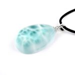 Larimar Cabochon Tropfen Anhänger Länge 37 mm mit 925 Sterling-Silberöse in bester Qualität und Farbe Edelsteine Heilsteine bei Wunderstein24