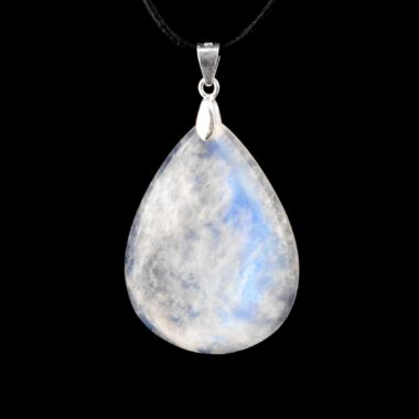 Regenbogen Mondstein Cabochon Tropfen Anhänger Länge 45 mm mit 925 Sterling-Silberöse beste Qualität & Farbe Edelsteine Heilsteine bei Wunderstein24