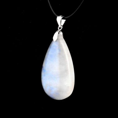 Regenbogen Mondstein Cabochon Tropfen Anhänger Länge 45,5 mm mit 925 Sterling-Silberöse beste Qualität & Farbe Edelsteine Heilsteine bei Wunderstein24
