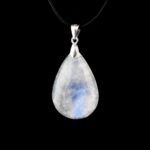 Regenbogen Mondstein Cabochon Tropfen Anhänger Länge 46 mm mit 925 Sterling-Silberöse beste Qualität & Farbe Edelsteine Heilsteine bei Wunderstein24