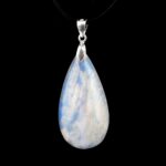 Regenbogen Mondstein Cabochon Tropfen Anhänger Länge 39 mm mit 925 Sterling-Silberöse beste Qualität & Farbe Edelsteine Heilsteine bei Wunderstein24