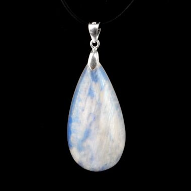 Regenbogen Mondstein Cabochon Tropfen Anhänger Länge 45,5 mm mit 925 Sterling-Silberöse beste Qualität & Farbe Edelsteine Heilsteine bei Wunderstein24