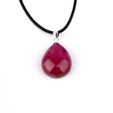 Rubin Cabochon Tropfen Anhänger Höhe 25,5 mm & 925 Sterling-Silber beste Qualität und Farbe Edelsteine Heilsteine bei Wunderstein24