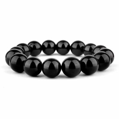 Turmalin schwarz | Schörl Ø 12 mm Kugel Edelstein Armband flexibel und dehnbar Edelsteine Heilsteine bei Wunderstein24
