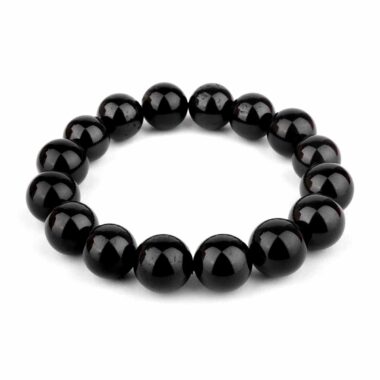 Turmalin schwarz | Schörl Ø 12 mm Kugel Edelstein Armband flexibel und dehnbar Edelsteine Heilsteine bei Wunderstein24