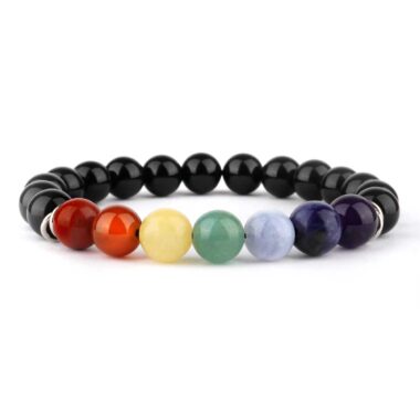 Chakra – Onyx Ø 8 mm Kugel | Perlen Edelstein Armband flexibel und dehnbar Edelsteine Heilsteine bei Wunderstein24