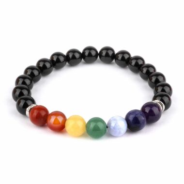 Chakra – Onyx Ø 8 mm Kugel | Perlen Edelstein Armband flexibel und dehnbar Edelsteine Heilsteine bei Wunderstein24