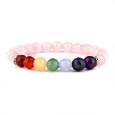 Chakra – Rosenquarz Ø 8 mm Kugel | Perlen Edelstein Armband flexibel und dehnbar Edelsteine Heilsteine bei Wunderstein24