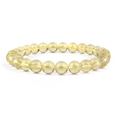 Libysches Wüstenglas | Tektit gelb Ø 7,1 mm Kugel | Perlen Edelstein Armband flexibel und dehnbar Edelsteine Heilsteine bei Wunderstein24